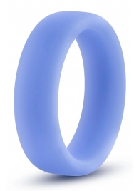 Голубое люминесцентное кольцо Silicone Glo Cock Ring - Blush Novelties - в Димитровграде купить с доставкой