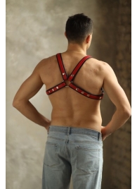 Черно-красная мужская портупея Black-Red - БДСМ Арсенал - купить с доставкой в Димитровграде