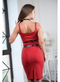 Черно-серебристая портупея-юбка plus size с цепочками - БДСМ Арсенал - купить с доставкой в Димитровграде