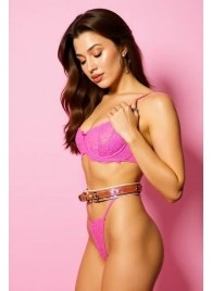 Эффектный розовый пояс из голографической эко-кожи - БДСМ Арсенал - купить с доставкой в Димитровграде