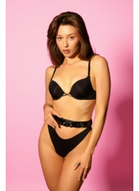 Эффектный черный пояс из лаковой эко-кожи - БДСМ Арсенал - купить с доставкой в Димитровграде