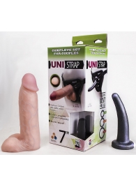 Страпон-унисекс с двумя насадками UNI strap 7  Harness - 19 и 16 см. - LOVETOY (А-Полимер) - купить с доставкой в Димитровграде