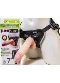 Страпон-унисекс с двумя насадками UNI strap 7  Harness - 19 и 16 см. - LOVETOY (А-Полимер) - купить с доставкой в Димитровграде