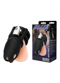 Черная клетка для пениса Silicone Small 2 in Cock Cage With Ball Divider - BlueLine - купить с доставкой в Димитровграде