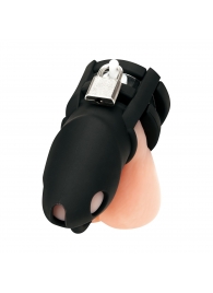 Черная клетка для пениса Silicone Small 2 in Cock Cage With Ball Divider - BlueLine - купить с доставкой в Димитровграде