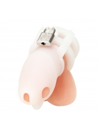 Белая клетка для пениса Silicone Small 2 in Cock Cage With Ball Divider - BlueLine - купить с доставкой в Димитровграде