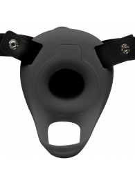 Черный полый страпон с вибрацией 2’’ Erection 28X Smooth Vibrating Silicone Penis Sheath - XR Brands - купить с доставкой в Димитровграде