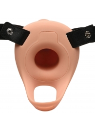 Телесный полый страпон 2  Erection 28X Smooth Vibrating Silicone Penis Sheath - 16 см. - XR Brands - купить с доставкой в Димитровграде