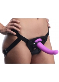 Лиловый поясной страпон Navigator Silicone G-Spot Dildo with Harness - 17,8 см. - XR Brands - купить с доставкой в Димитровграде