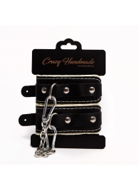 Черные скругленные наручники с мягкой бежевой подкладкой - Crazy Handmade - купить с доставкой в Димитровграде