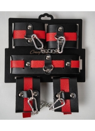 Черно-красный набор фиксаций: наручники, оковы и ошейник - Crazy Handmade - купить с доставкой в Димитровграде