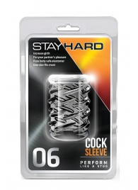 Прозрачная насадка с объёмными чёрточками STAY HARD COCK SLEEVE 06 CLEAR - Blush Novelties - в Димитровграде купить с доставкой