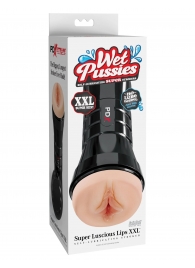 Телесный мастурбатор-вагина в черной колбе Super Luscious Lips XXL - Pipedream - в Димитровграде купить с доставкой