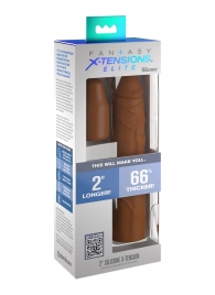 Коричневая насадка на член 2  Silicone X-tension - 20,3 см. - Pipedream - в Димитровграде купить с доставкой