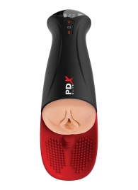 Телесный мастурбатор-вагина в черной колбе с вибрацией Fuck-O-Matic Pro XL - Pipedream - в Димитровграде купить с доставкой