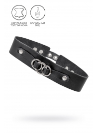 Черный чокер-ошейник со связанными кольцами на подложке - Pecado - купить с доставкой в Димитровграде