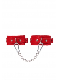 Красные кожаные узкие оковы со скруглёнными углами - Pecado - купить с доставкой в Димитровграде