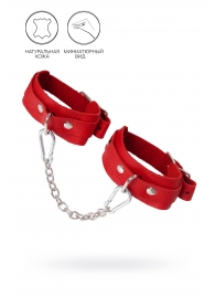 Красные кожаные узкие оковы со скруглёнными углами - Pecado - купить с доставкой в Димитровграде