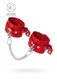 Красные мягкие кожаные оковы с люверсами - Pecado - купить с доставкой в Димитровграде