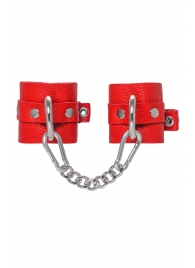 Красные мягкие кожаные наручники с люверсами - Pecado - купить с доставкой в Димитровграде