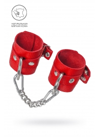 Красные мягкие кожаные наручники с люверсами - Pecado - купить с доставкой в Димитровграде