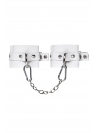 Белые мягкие кожаные наручники с люверсами - Pecado - купить с доставкой в Димитровграде