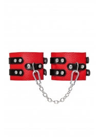 Красно-черные мягкие оковы с двумя ремешками с люверсами - Pecado - купить с доставкой в Димитровграде