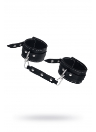 Черные двухслойные кожаные оковы с белой строчкой - Pecado - купить с доставкой в Димитровграде