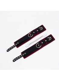 Черно-красные оковы с красной строчкой Sex - Crazy Handmade - купить с доставкой в Димитровграде