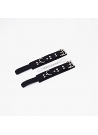 Черные кожаные наручники с регулируемыми ремешками - Crazy Handmade - купить с доставкой в Димитровграде