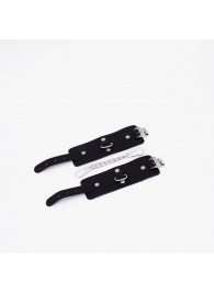 Черные кожаные наручники с хромированной фурнитурой - Crazy Handmade - купить с доставкой в Димитровграде