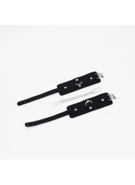 Черные кожаные оковы с хромированной фурнитурой - Crazy Handmade - купить с доставкой в Димитровграде