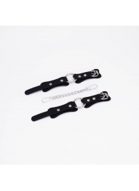 Черные кожаные наручники с кольцом - Crazy Handmade - купить с доставкой в Димитровграде