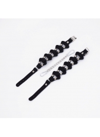 Черные кожаные наручники из звеньев - Crazy Handmade - купить с доставкой в Димитровграде