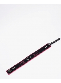 Черно-розовый кожаный ошейник с розовой строчкой - Crazy Handmade - купить с доставкой в Димитровграде