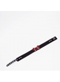 Черный ошейник с красным декором и строчкой - Crazy Handmade - купить с доставкой в Димитровграде