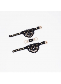 Черные наручники с золотистой фурнитурой - Crazy Handmade - купить с доставкой в Димитровграде