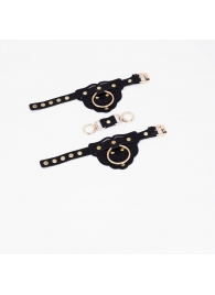 Черные наручники с золотистой фурнитурой - Crazy Handmade - купить с доставкой в Димитровграде