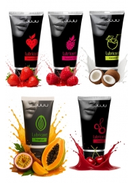 Набор из 5 съедобных лубрикантов JUJU (клубника, малина, тропические фрукты, вишня, кокос) - JuJu - купить с доставкой в Димитровграде