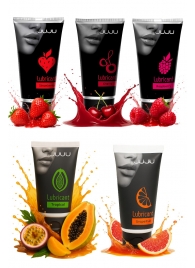 Набор из 5 съедобных лубрикантов JUJU (клубника, малина, тропические фрукты, вишня, грейпфрут) - JuJu - купить с доставкой в Димитровграде