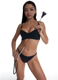 Стек с черным кожаным наконечником в виде сердца и металлической ручкой - 67 см. - Crazy Handmade - купить с доставкой в Димитровграде