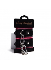 Черно-розовые скругленные наручники с мягкой подкладкой - Crazy Handmade - купить с доставкой в Димитровграде