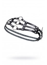 Черный кожаный пояс с кольцами - Pecado - купить с доставкой в Димитровграде