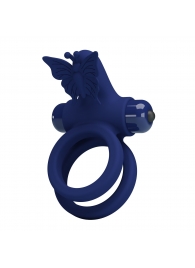 Синее эрекционное кольцо с вибростимуляцией клитора - Baile - в Димитровграде купить с доставкой