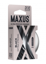 Черные утолщенные презервативы MAXUS Extra Strong с железным кейсом - 3 шт. - Maxus - купить с доставкой в Димитровграде
