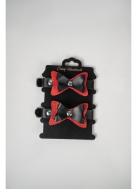 Черно-красные кожаные наручники с бантиками - Crazy Handmade - купить с доставкой в Димитровграде