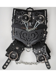 Черный ажурный кожаный набор фиксаций - Crazy Handmade - купить с доставкой в Димитровграде