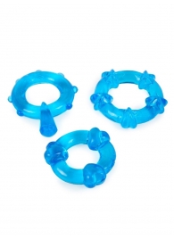Набор из 3 синих эрекционных колец с различным рельефом - Erowoman-Eroman - в Димитровграде купить с доставкой