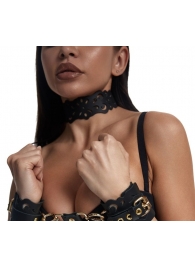 Черный ажурный чокер с золотистой фурнитурой - Crazy Handmade - купить с доставкой в Димитровграде