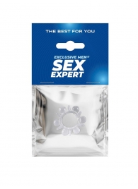 Прозрачное эрекционное кольцо с шариками и шипами - Sex Expert - в Димитровграде купить с доставкой